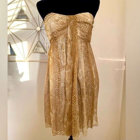 Express Gold Snakeskin Strapless Mini Dress NWT Size 2 | Animal Print - Picture 2 of 9
